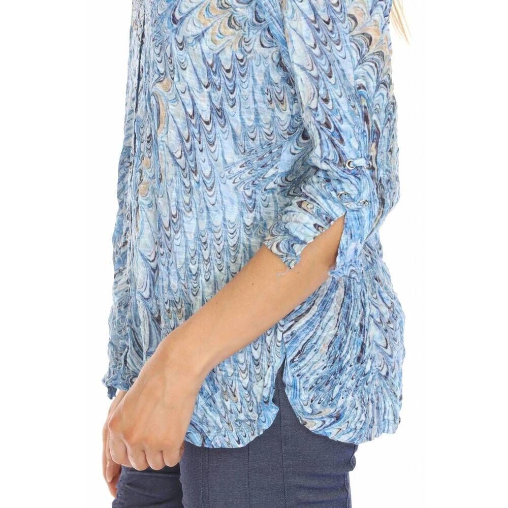 NEW CARINE sabrina 3/4 sleeves shirt in tidal drift - Picture 8 of 8